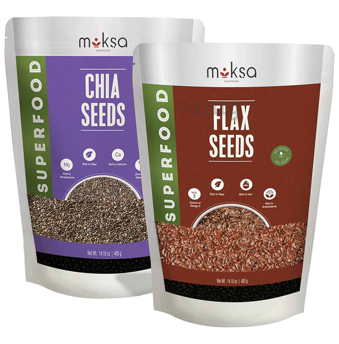 Moksa Combo Pack of Chia Seeds & Flax Seeds (400gm Each)
