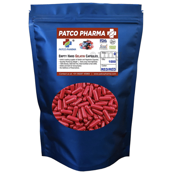 Patco Pharma Empty Hard Gelatin Capsule Size 0 Red