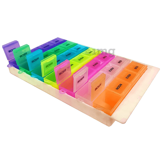 Ambitech Pill Organizer for 28 Days/4 Weeks with Transparent and Detachable Compartments