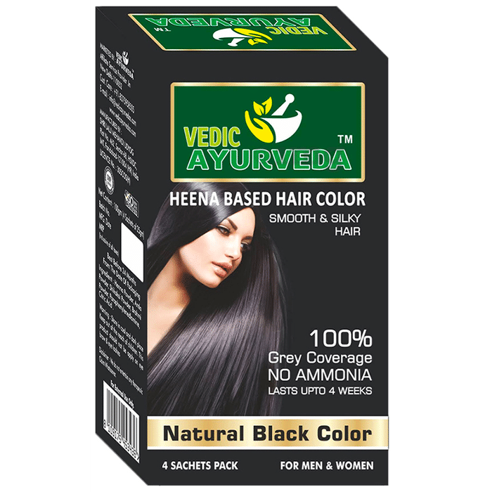 Vedic Ayurveda Heena Based Hair Color Sachet (25gm Each) Natural Black