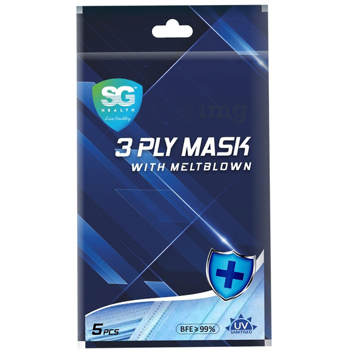 SG Health 3 Ply Mask with Meltblown Medical Blue, White Dot, Pink, Grey & Blue Dot