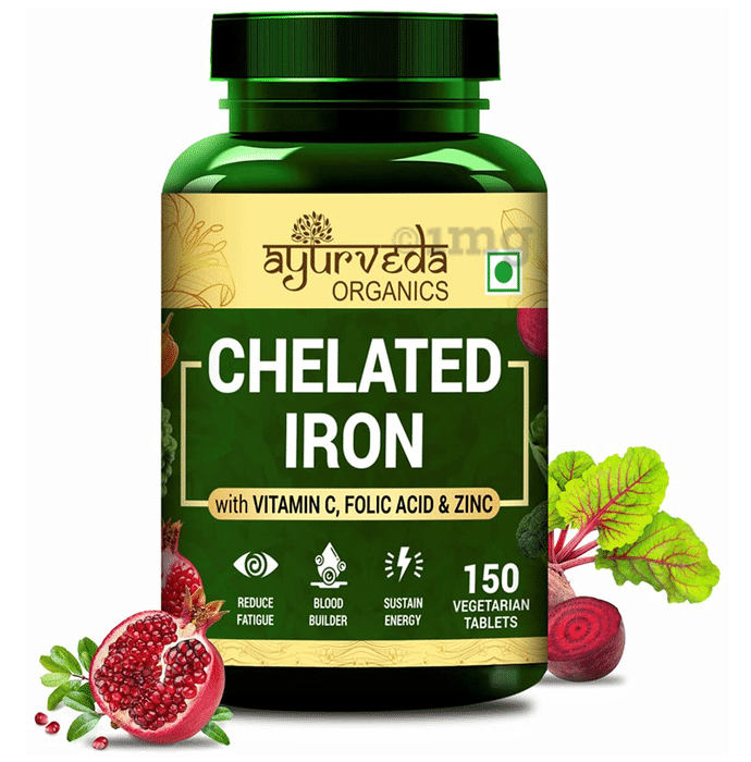 Ayurveda Organics Chelated Iron With Vitamin C, Folic Acid & Zinc Vegetarian Tablet
