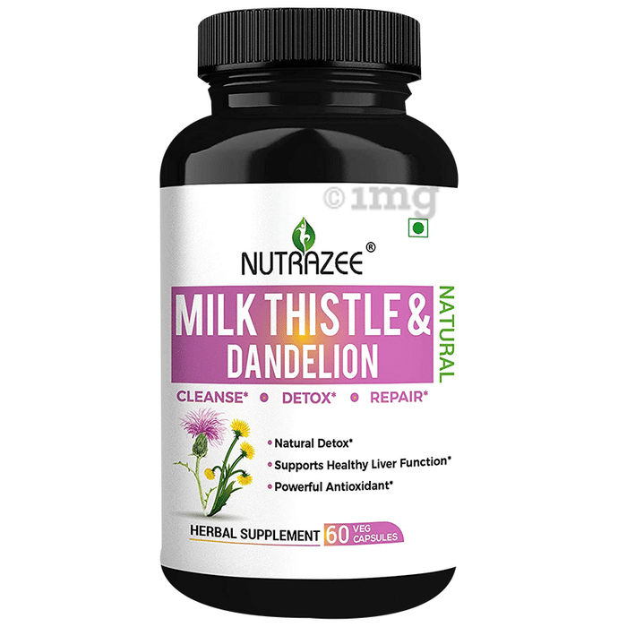 Nutrazee Natural Milk Thistle & Dandelion Veg Capsule for Liver Detox