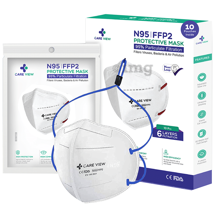 Care View Universal CV1221H N95 FFP2 Certified Headloop with 6 Layers Filtration Protective Mask