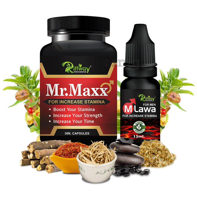 Riffway International Combo Pack of Mr.Maxx 30 Capsule & M Lawa Oil For Men 15ml