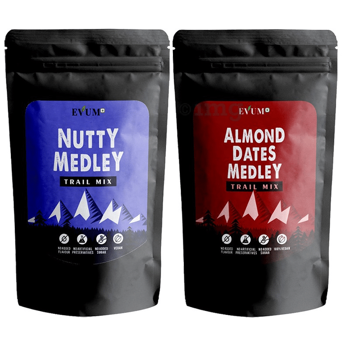 Evum Combo Pack of Nutty Medley Trail Mix & Almond Dates Medley Trail Mix (170gm Each)