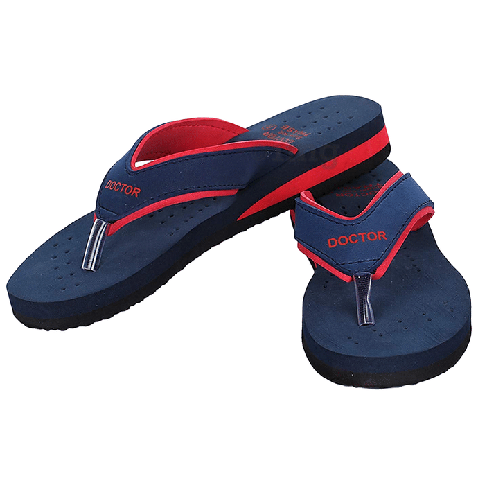 Trase Doctor Ortho Slippers for Women & Girls Light weight, Soft Footbed with Flip Flops 7 UK Blue and Red