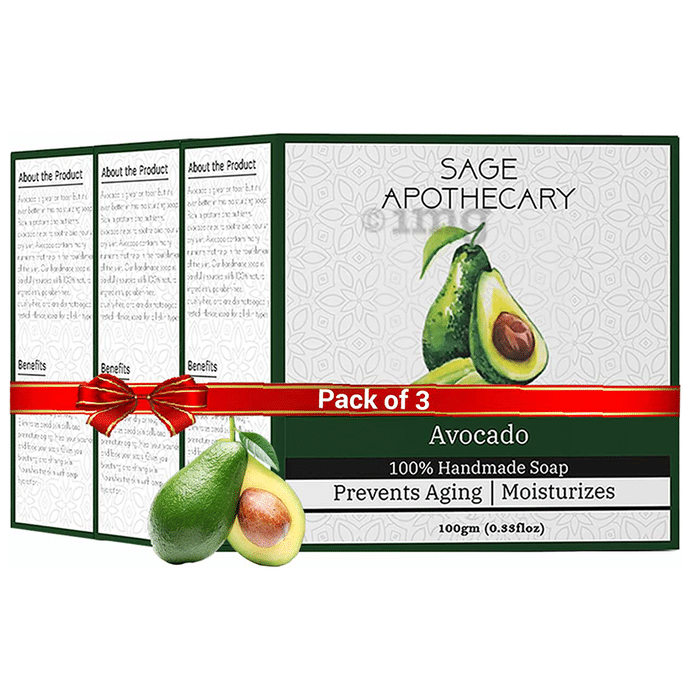 Sage Apothecary Combo Pack of 100% Hand Made Soap (100gm Each) Avocado