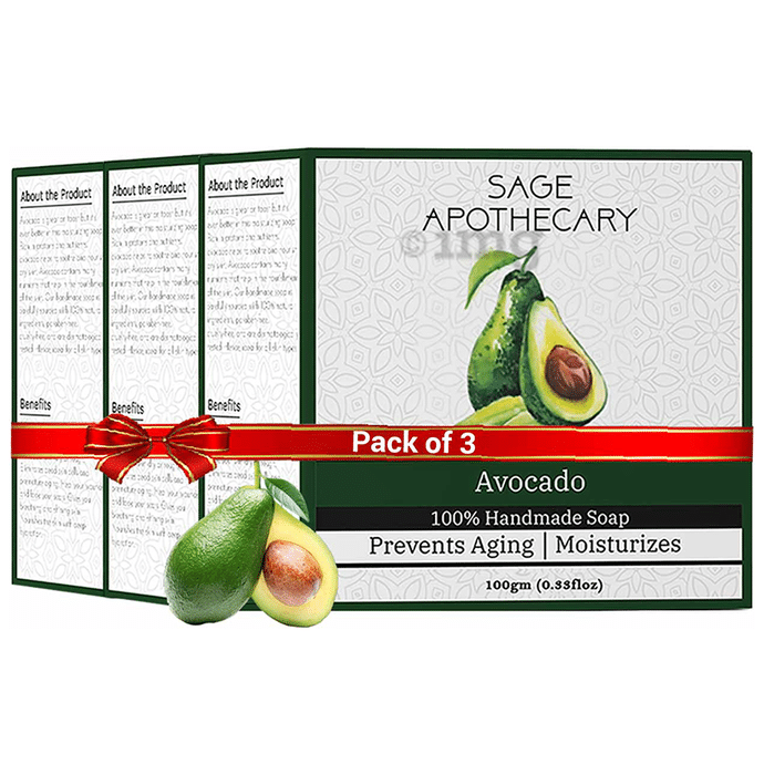 Sage Apothecary Combo Pack of 100% Hand Made Soap (100gm Each) Avocado