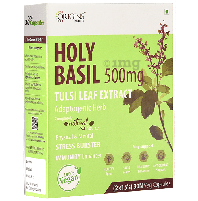 Origins Nutra Holy Basil 500mg Tulsi Leaf Extract Veg Capsule