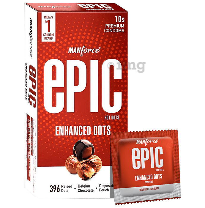 Manforce Epic Hot Dots Premium Condom with Disposable Pouch Belgian Chocolate
