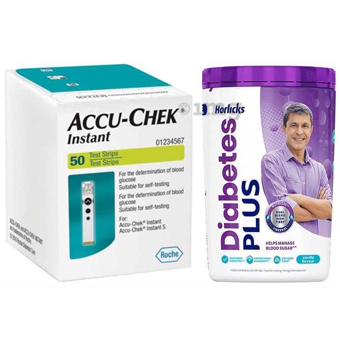 Diabetes Combo Pack of Horlicks Diabetes Plus Vanilla 400gm & Accu-Chek Instant 50 Test Strip