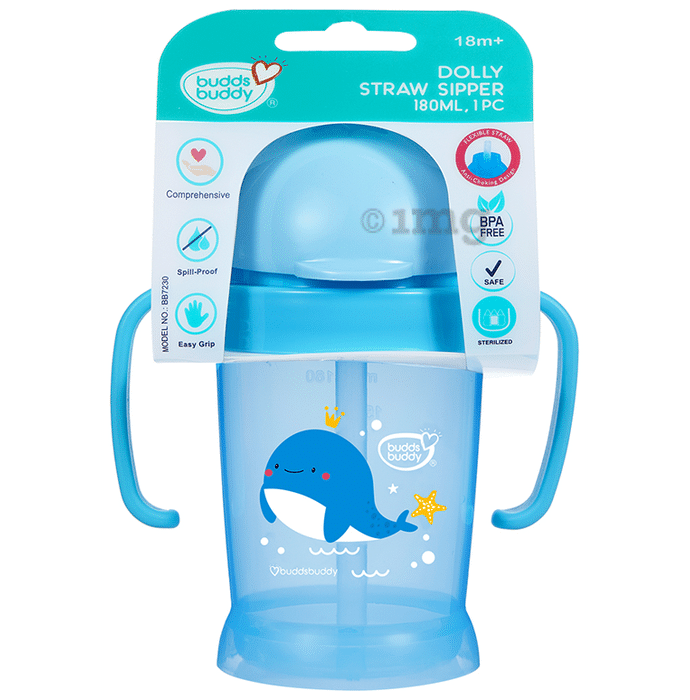 Buddsbuddy BPA Free Anti Spill Design Dolly Baby Straw Sipper Cup Blue