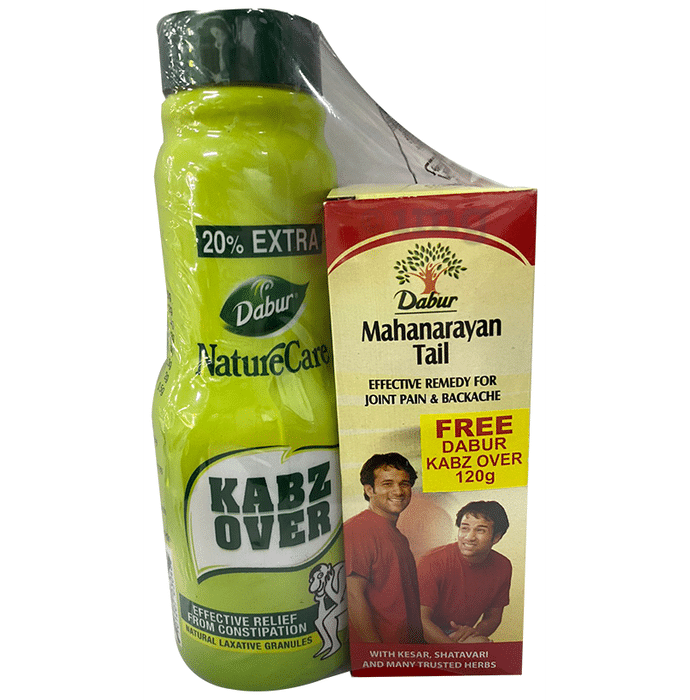 Dabur Mahanarayan Tail | Relieves Pain & Stiffness of Joints, Back, Ribs & Muscles With Dabur Kabz Over 120gm Free