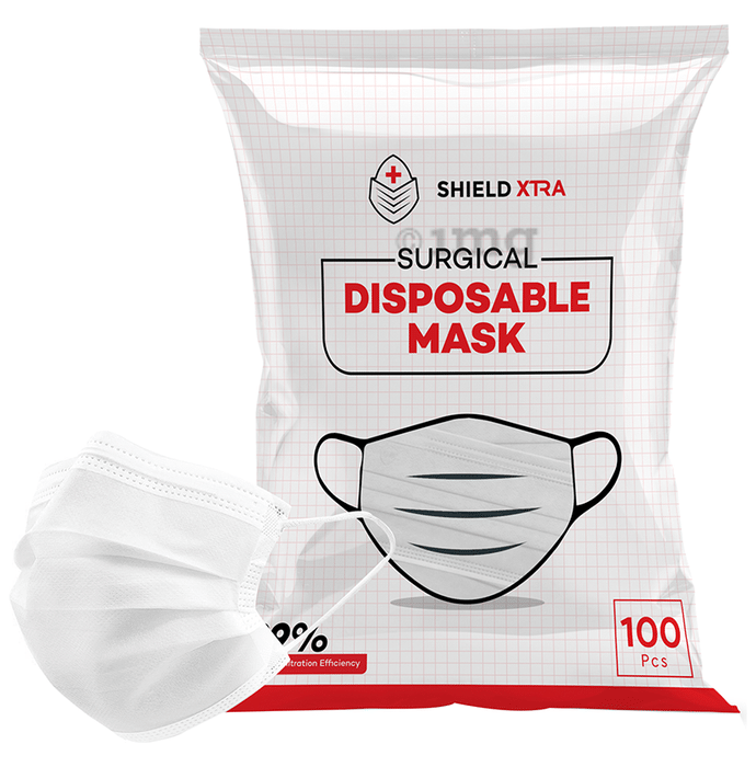 Shield Xtra 3 Ply Surgical Disposable Mask (100 Each) White