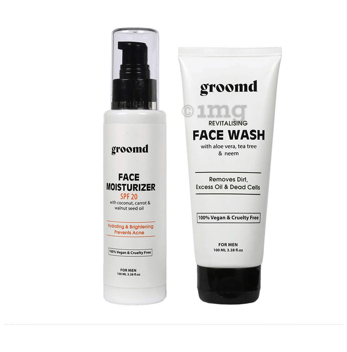 Groomd Face Care Combo Pack of Revitalizing Face Wash for Men & Face