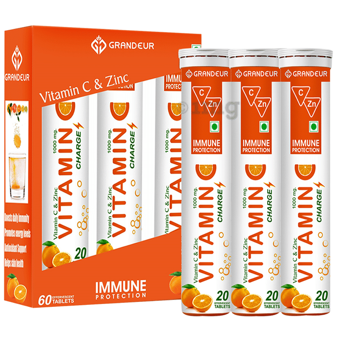 Grandeur Vitamin Charge Effervescent Tablet (20 Each) Orange