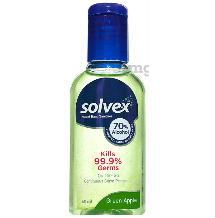 Solvex Instant Hand Sanitizer 70% Alcohol (60ml Each) Green Apple