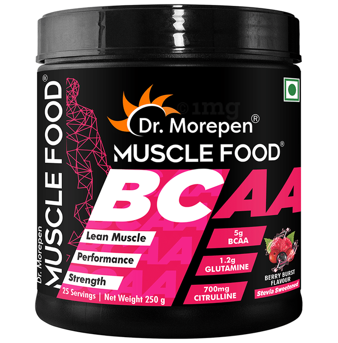 Dr. Morepen Muscle Food BCCA for Lean Muscles, Performance & Strength | Flavour Berry Burst