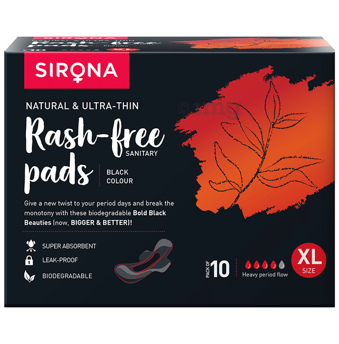 Sirona Natural & Ultra-Thin  Rash-Free Sanitary Pads Black XL