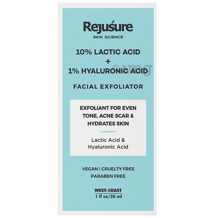Rejusure 10% Lactic Acid + 1% Hyaluronic Acid Facial Exfoliator