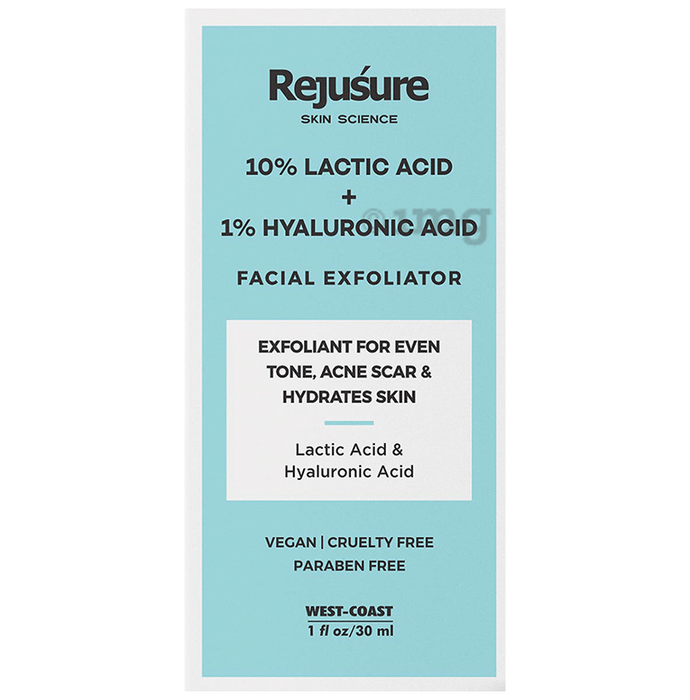 Rejusure 10% Lactic Acid + 1% Hyaluronic Acid Facial Exfoliator