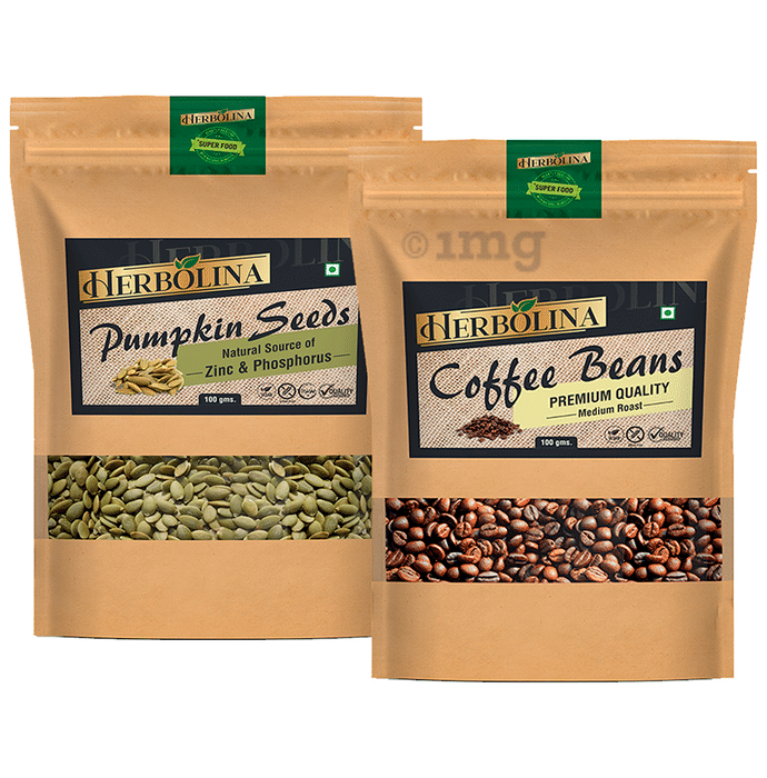 Herbolina Combo Pack of Pumkin Seeds & Coffee Beans (100gm Each)