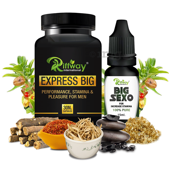Riffway International Combo Pack of Express Big 30 Capsule &  Big Sexo Oil 15ml
