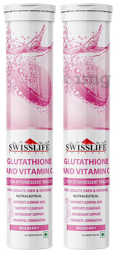 glutathione swisse SWISSLIFE FOREVER Glutathione & Vitamin C Effervescent Tablets (15 Each)  Mixberry No Sugar: Buy combo pack of 2.0 bottles at 𝗯𝗲𝘀𝘁 𝗽𝗿𝗶𝗰𝗲 in  India