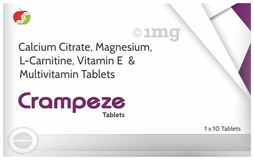 Crampeze Tablets with Calcium Citrate, L-Carnitine, Magnesium, Vitamin E &  Multivitamin | Help in Muscle Cramps: Buy combo pack of 3.0 strips at best  price in India