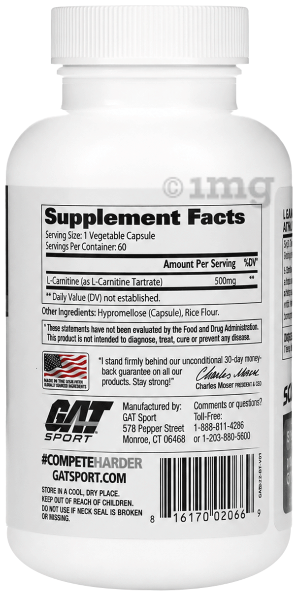 gat l carnitine capsules GAT Sport L-Carnitine Vegetable Capsule: Buy bottle of 60.0 vegicaps at  best price in India