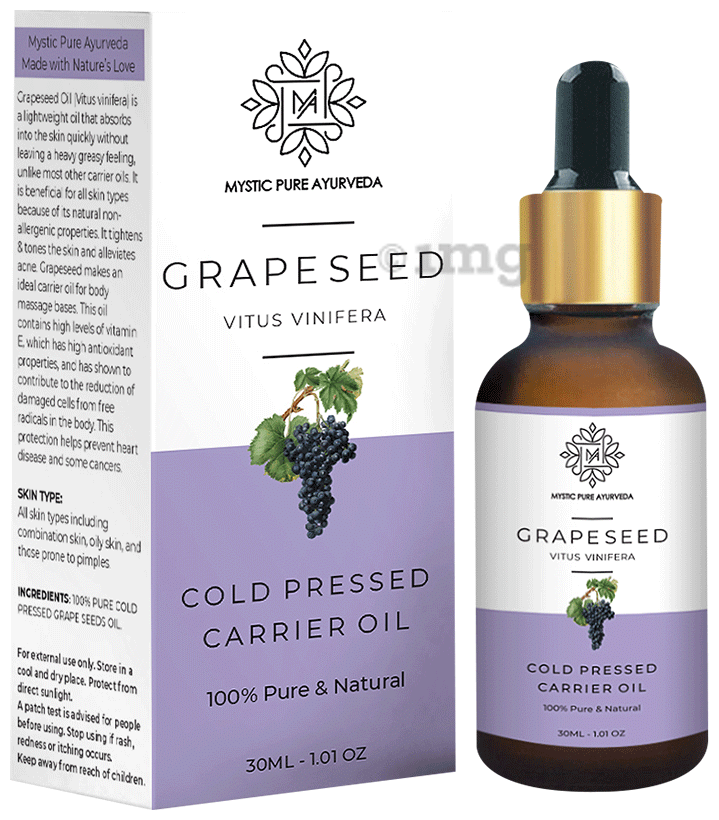 Mystic Pure Ayurveda Grape Seed Cold Pressed Carrier Oil: Buy