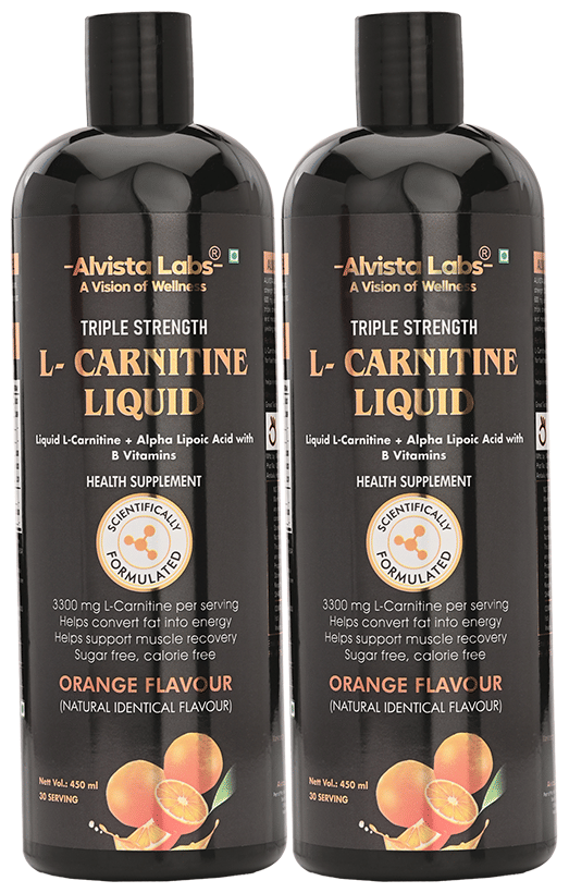 Alvista Labs Triple Strength L-Carnitine Liquid (450ml Each) Sugar Free  Orange: Buy combo pack of 2.0 bottles at best price in India | 1mg