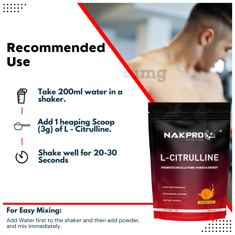 Nakpro Nutrition L-Citrulline Powder Tangy Orange: Buy packet of 100.0 gm  Powder at best price in India | 1mg