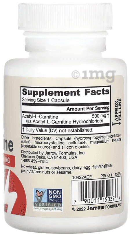 jarrow formulas acetyl l carnitine 500 JARROW FORMULAS ACETYL L-CARNITINE 500 MG (60 VEG CAPSULES) – My Dr. XM main image 1