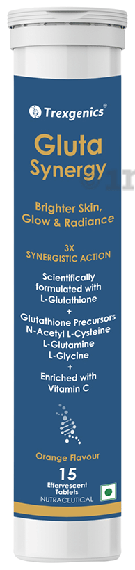 glutamine glycine cysteine glutathione Trexgenics Gluta Synergy Glutathione, N-Acetyl L-Cysteine, Glutamine,  Glycine, Vitamin C Effervescent Tablet Orange: Buy bottle of 15.0  Effervescent Tablet at best price in India