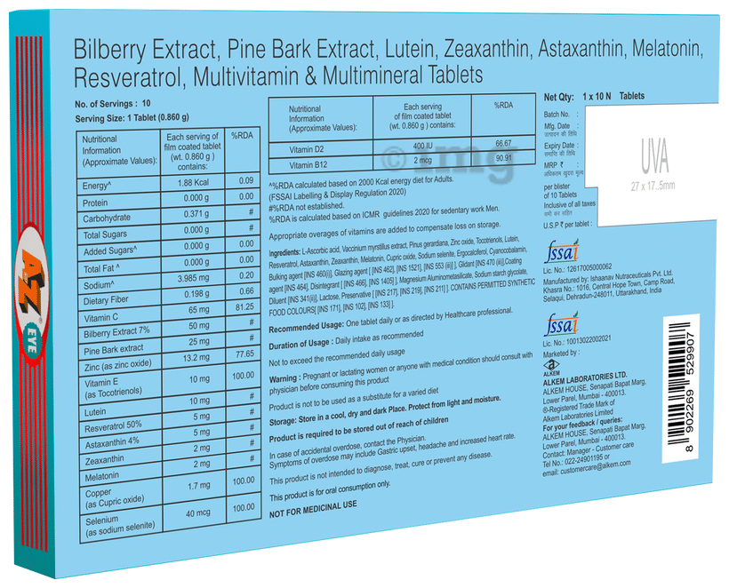 A to Z Eye Tablet: Buy box of 10.0 tablets at best price in India