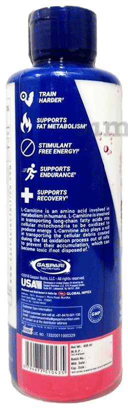 Gaspari Nutrition Liquid Carnitine 3200 Litchi: Buy bottle of 450.0 ml  Liquid at best price in India