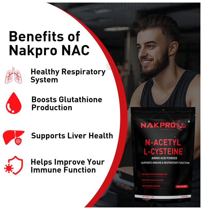 Nakpro Nutrition N-Acetyl L-Cysteine Amino Acid Powder for Adults  Unflavoured: Buy packet of 100.0 gm Powder at best price in India | 1mg