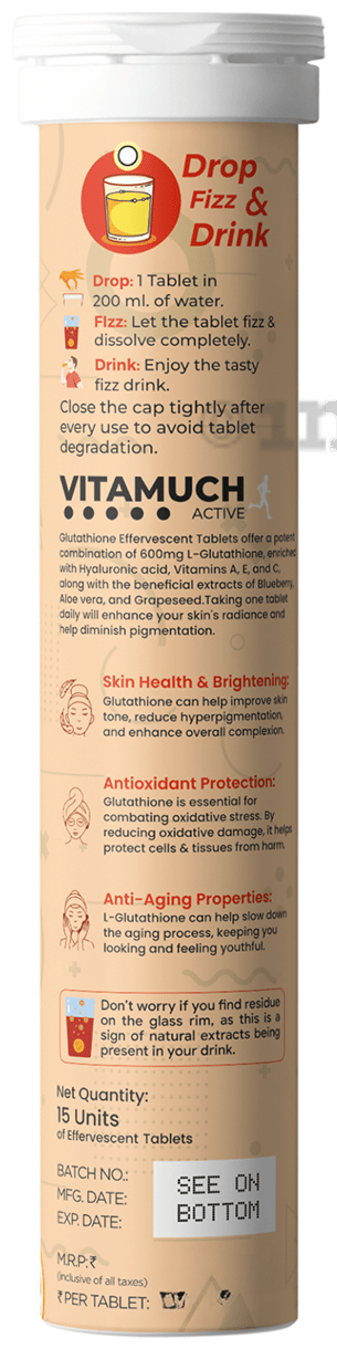 glutathione eye color before and after Vitamuch Active Glow Fizz Glutathione Effervescent Tablet (15 Each) Orange:  Buy box of 1.0 Bottle at best price in India