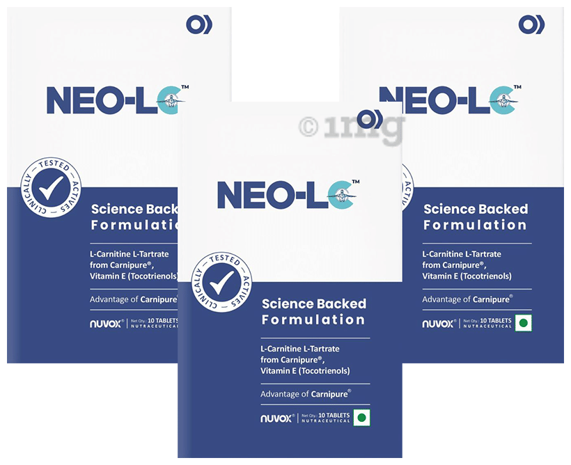 Nuvox Neo-LC Tablets, L-Carnitine & L-Tartrate, Energize Muscle &  Meatabolism(10 Each): Buy combo pack of 3.0 strips at best price in India