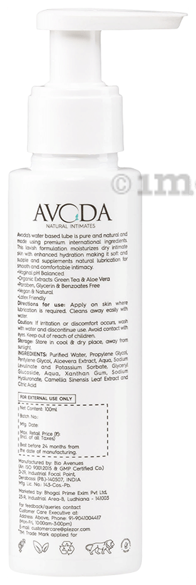 Avoda Water Based Lubricant: Buy pump bottle of 100.0 ml Gel at best price  in India | 1mg