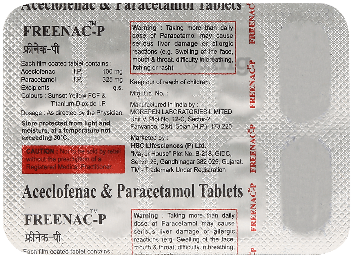 Freenac P 100 mg/325 mg Tablet