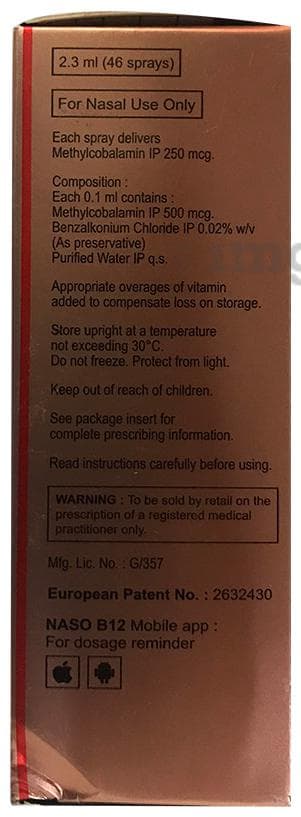 Buy Naso B12 Nasal Spray Online: View Uses, Side Effects, Price,  Substitutes | 1mg
