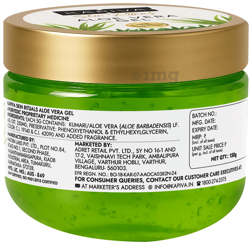 Kapiva Aloe Vera Gel | Face & Hair | Hydrating, Moisturizing, Soothing|  Multipurpose: Buy jar of 150.0 gm Gel at best price in India | 1mg