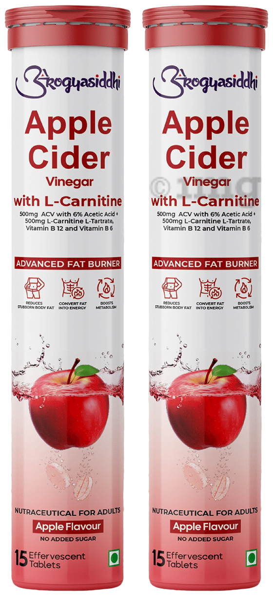 Arogyasiddhi Apple Cider Vinegar with L-Carnitine Effervescent Tablet (15  Each): Buy combo pack of 2.0 bottles at best price in India