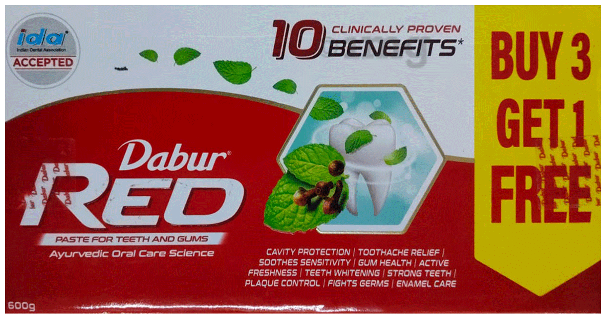 Dabur Red Toothpaste for Complete Oral Care | Fluoride-Free Buy 3