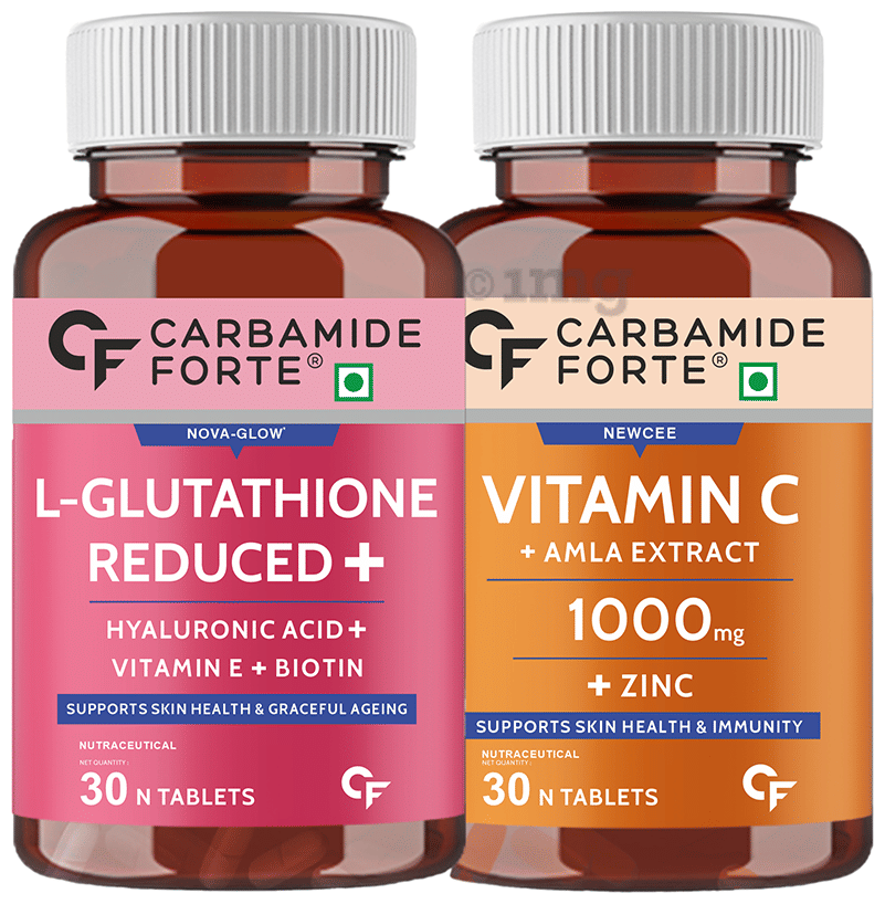 Carbamide Forte Combo Pack of Vitamin C Tablet & L-Glutathione Reduced  Tablet (30 Each): Buy combo pack of 2.0 bottles at 𝗯𝗲𝘀𝘁 𝗽𝗿𝗶𝗰𝗲 in  India