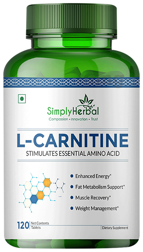 Simply Herbal L-Carnitine 500mg | Amino Acid for Endurance, Weight Management & Muscle Function | Tablet: Buy bottle of 120.0 tablets at best price in India | 1mg Simply Herbal L-Carnitine 500mg | Amino Acid for Endurance, Weight Management & Muscle Function | Tablet: Buy bottle of 120.0 tablets at best price in India | 1mg