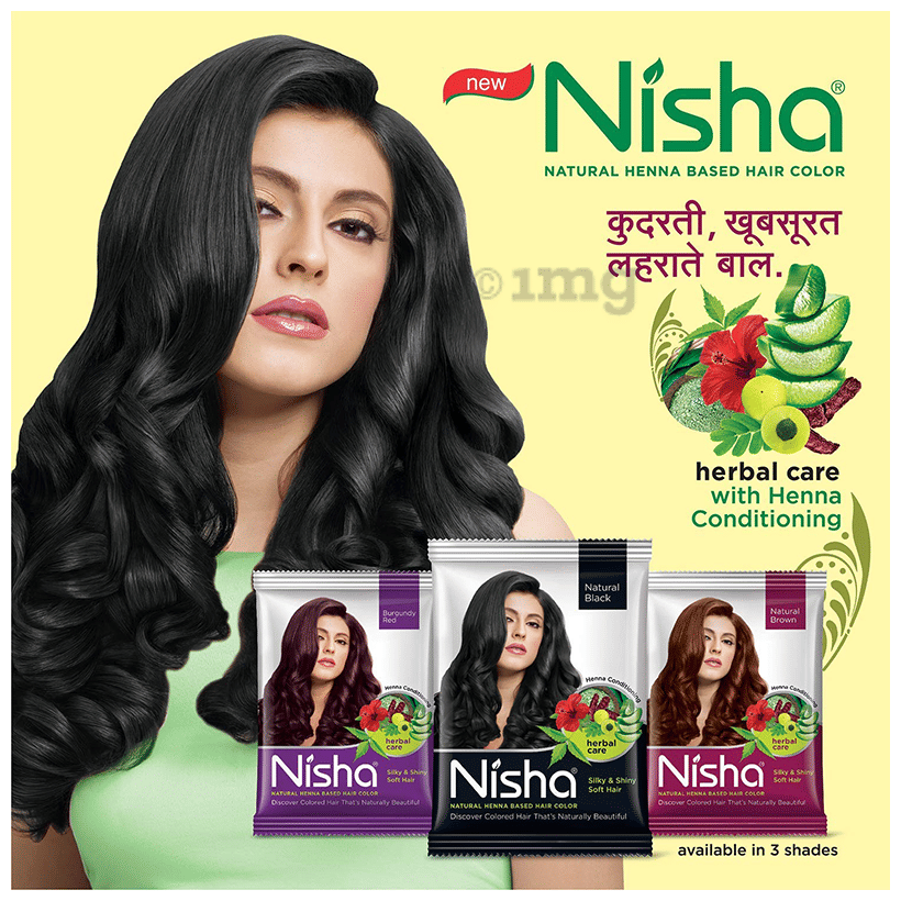 Nisha Natural Henna Based Hair Color Natural Brown Pack of 12: Buy